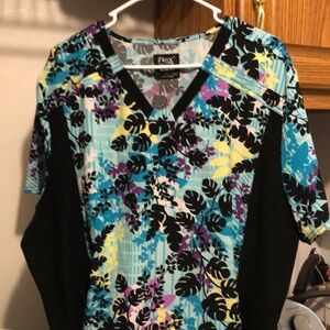 Colorful Floral Scrub Top